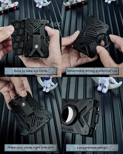 Men’s Minimalist AirTag Wallet – RFID Blocking Slim Metal Card Holder with Money Clip