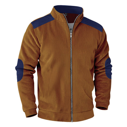 Retro Stand Collar Zipper Cardigan Casual Jacket For Men