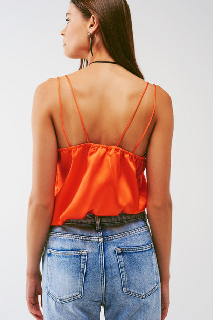 Alvaria Satin Open-Back Crop Top