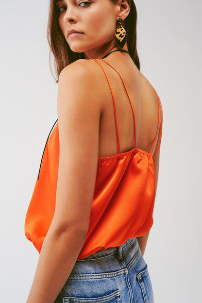 Alvaria Satin Open-Back Crop Top