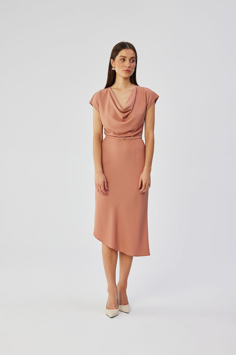 Calerra Asymmetric Midi Pencil Dress