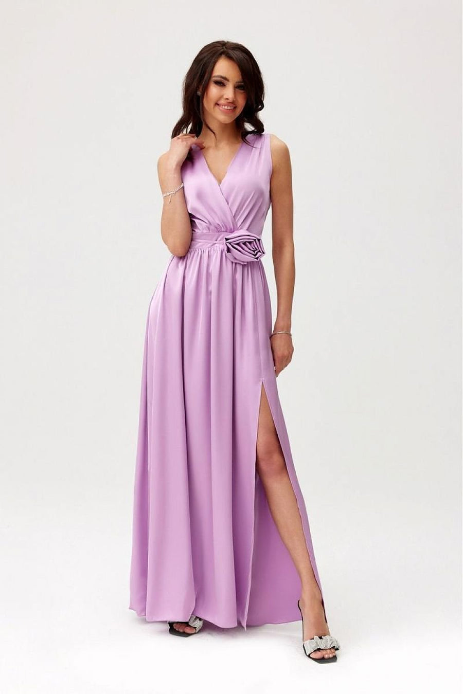 Virelline Satin Slit Dress