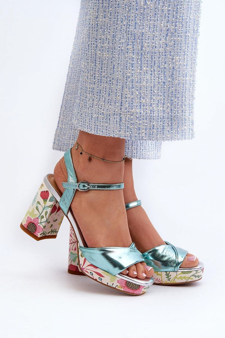 Florvella Patterned Block Heel Sandals