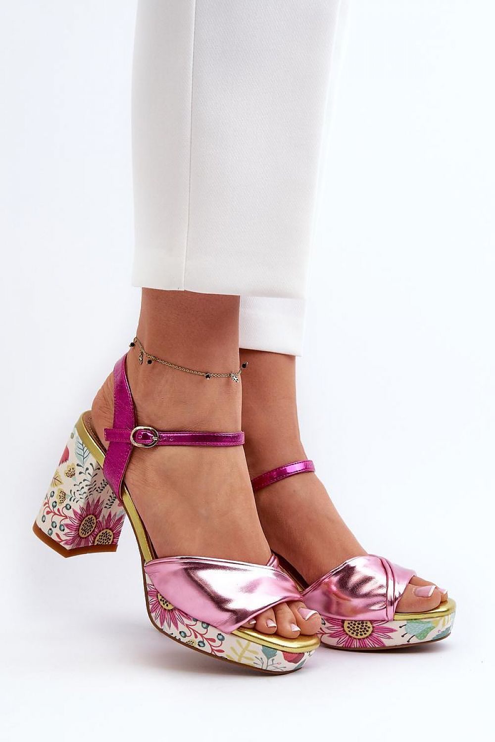 Florvella Patterned Block Heel Sandals