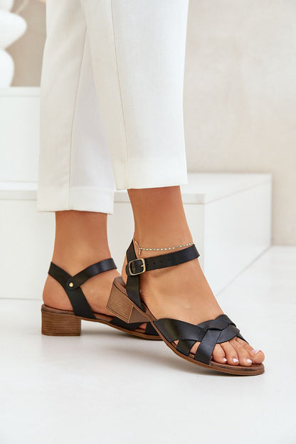 Valerinne Cross-Strap Leather Sandals