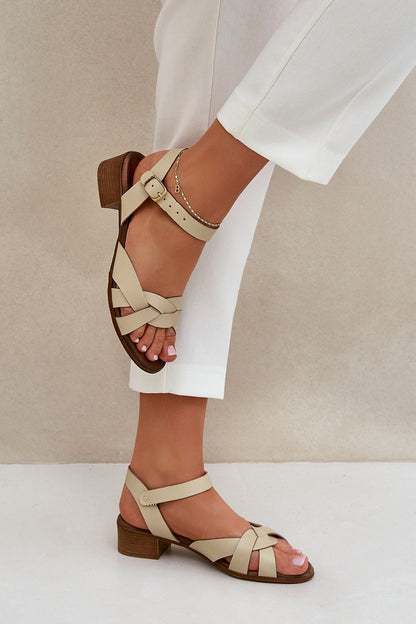 Valerinne Cross-Strap Leather Sandals