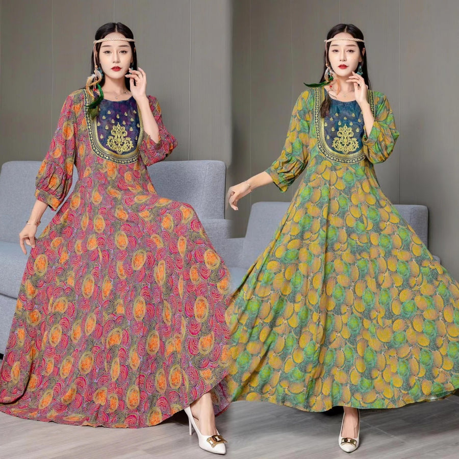 Fashion Personalized Ethnic Style Cotton Dress