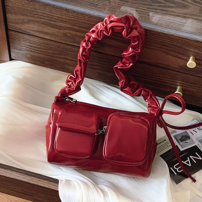 Women’s Pleated Tote Bag – Korean Niche Style Large Capacity Multi-Pocket Purse