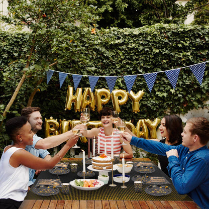 201PCS Black Gold Birthday Party Supplies For 25 Guests