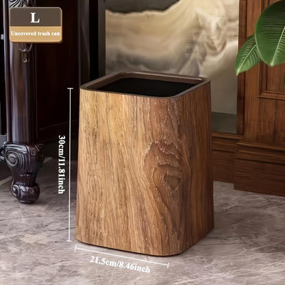 Wood Grain Trash Can