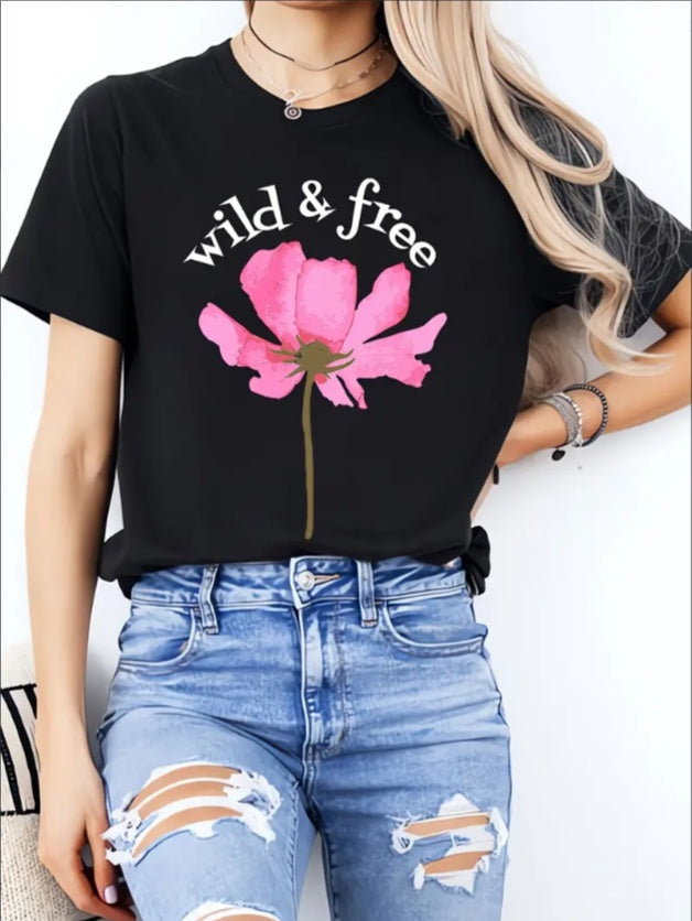 WILD FREE Ladies' Casual Loose Short Sleeves T-Shirt
