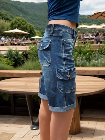 Women's Mid-Rise Cargo Bermuda Shorts