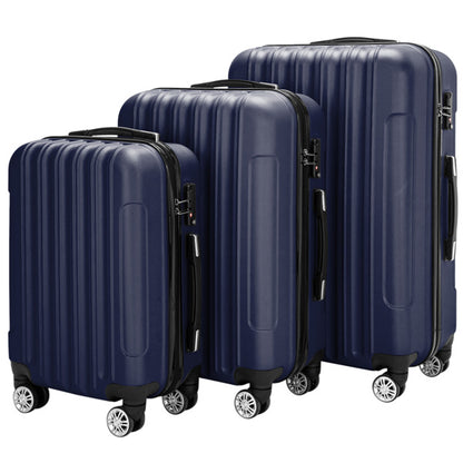 20/24/28 Inch Navy Blue 3-in-1 ABS Aluminum Alloy Spinner Trolley Luggage Set with Handle