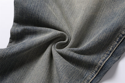 Distressed Washed Denim Trousers For Men