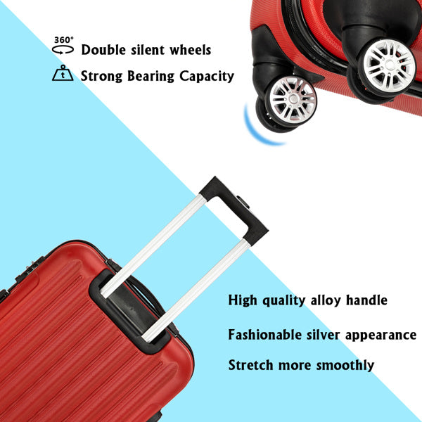 3-Piece Vertical Pattern Spinner Luggage Set with Handle & Universal Wheels-Piece Vertical Pattern Spinner Luggage Set with Handle & Universal Wheels