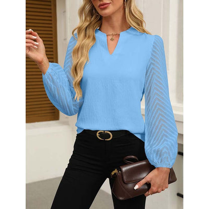 Women's Casual Lace Long Sleeve Chiffon Shirts