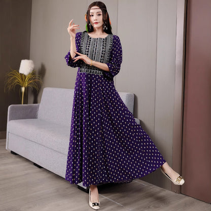 Ethnic Embroidery Large Swing Bohemian Style Dress