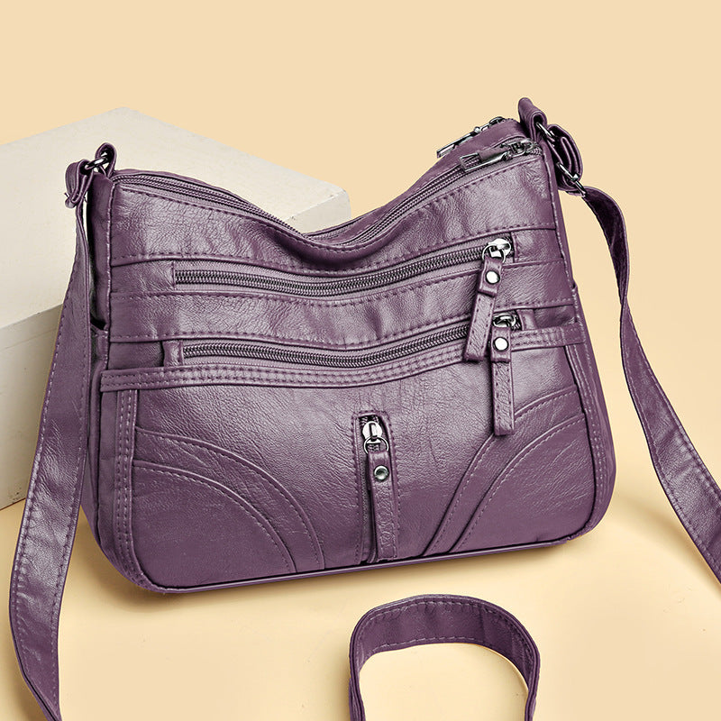 Women’s Soft Leather Shoulder Bag – Large Capacity Messenger Purse
