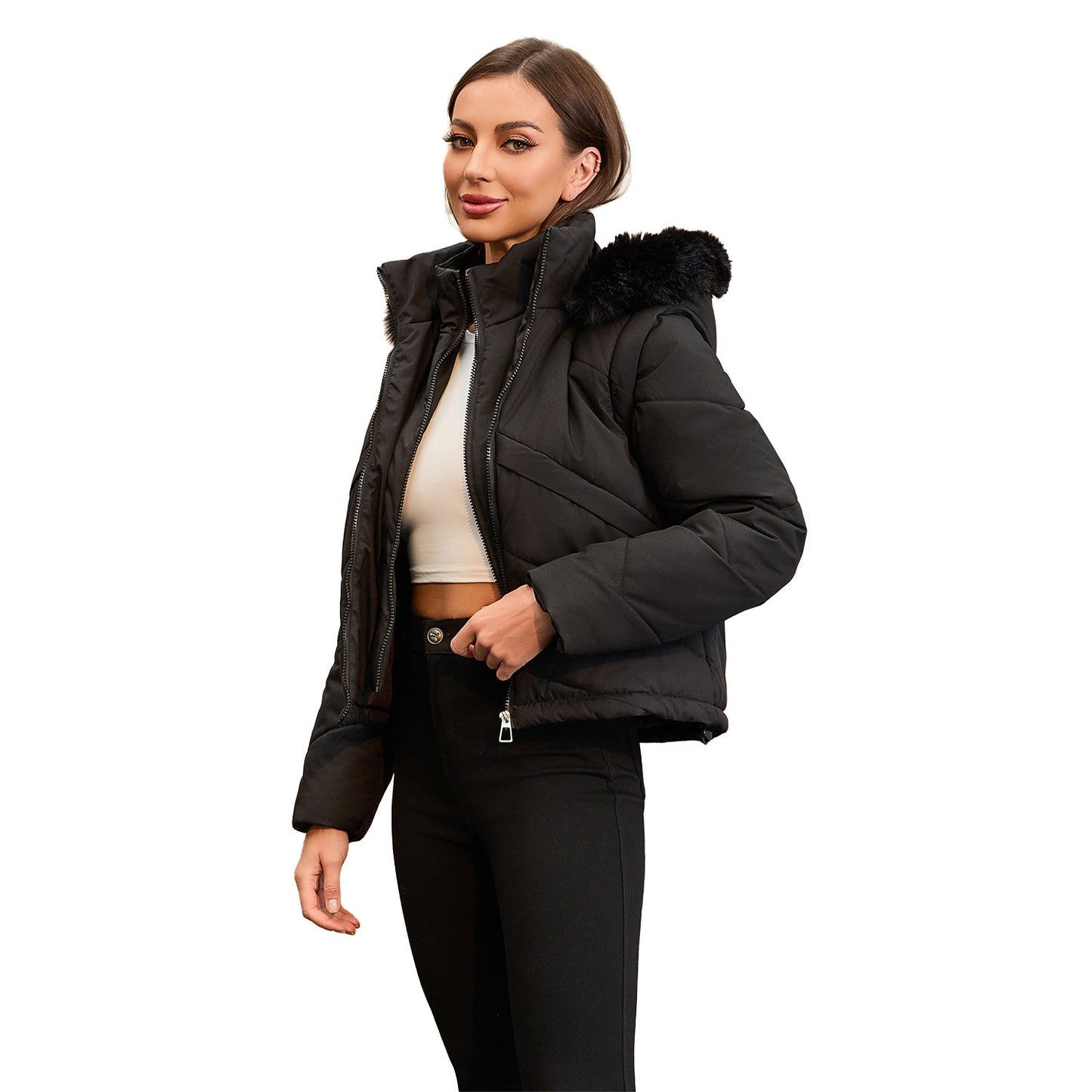 Women's Removable Sleeves, Two Pieces Cotton-padded Waistcoat