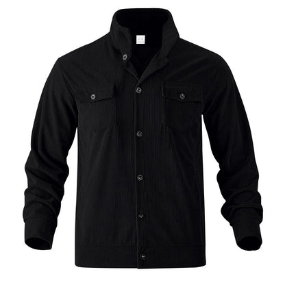 Simple Versatile Multi-pocket Long Sleeve Stand-up Collar Jacket Men's Clothing