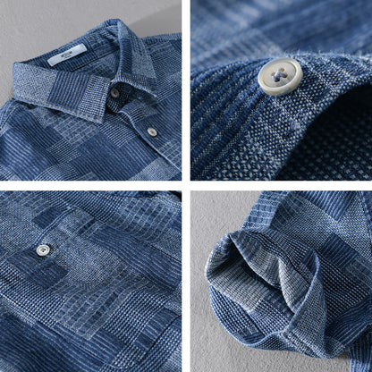 Men's Simple Loose Cargo Denim Short-sleeved Shirt