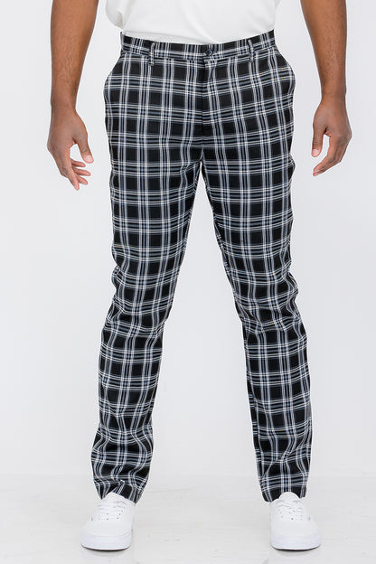 Plaid Slim Fit Trouser Pants SR010