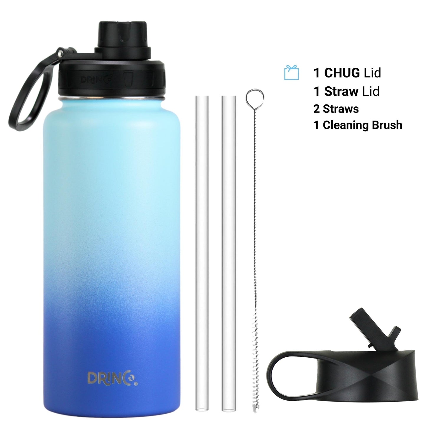 DRINCO® 32oz Stainless Steel Water Bottle -Morning Premium Sky Blue