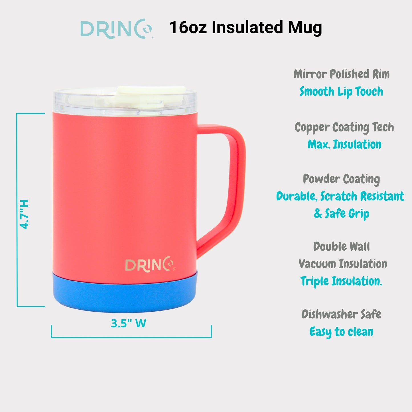 DRINCO® 16 oz Coffee Mug Vacuum Insulated Camping Mug Double Wall