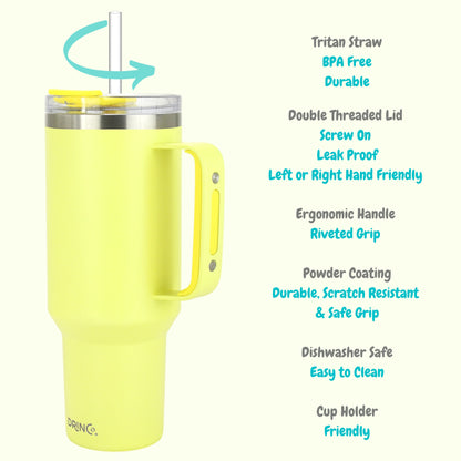 Drinco 40oz BugSur Tumbler with Handle (Lemon)
