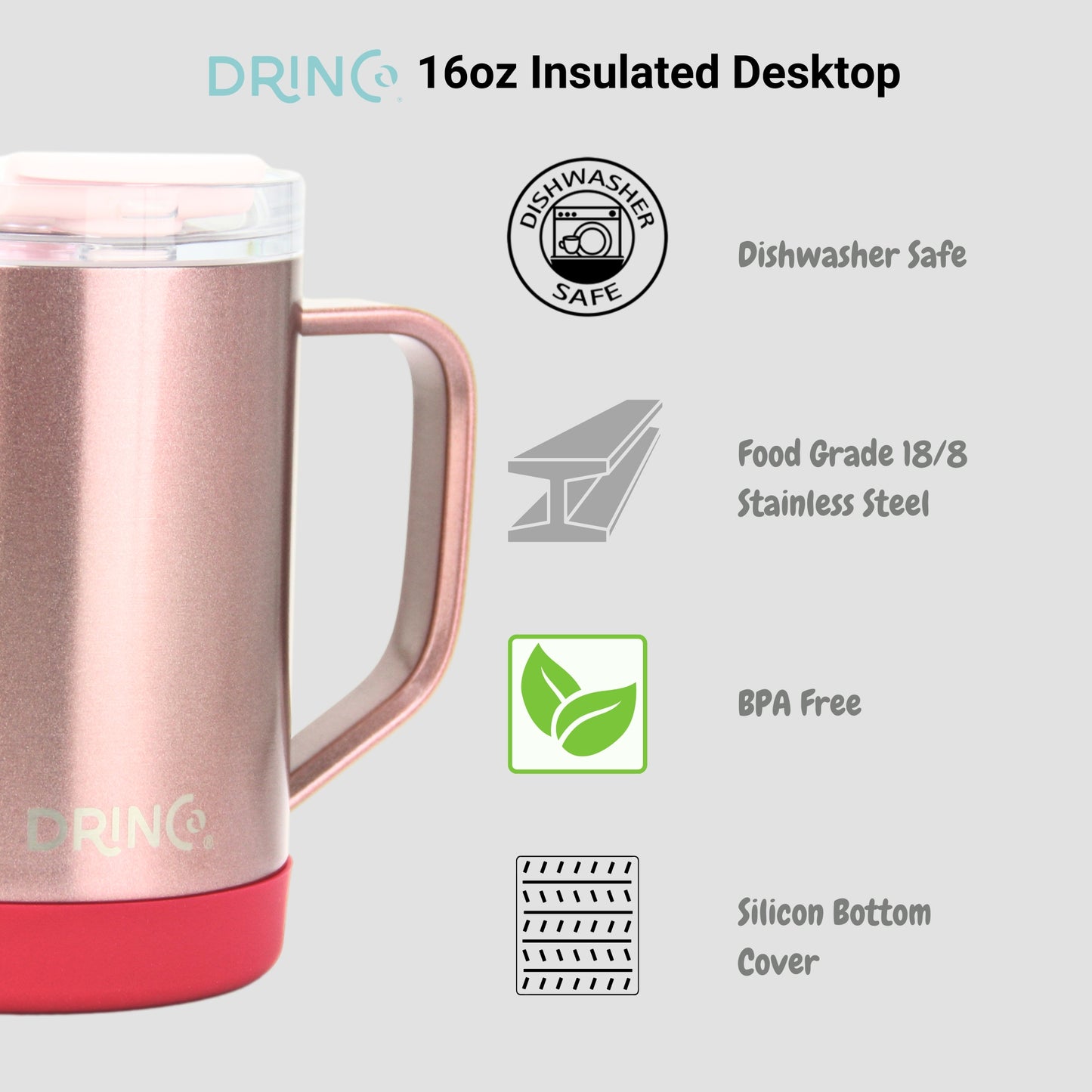 DRINCO® 16 oz Coffee Mug Vacuum Insulated Camping Mug Double Wall