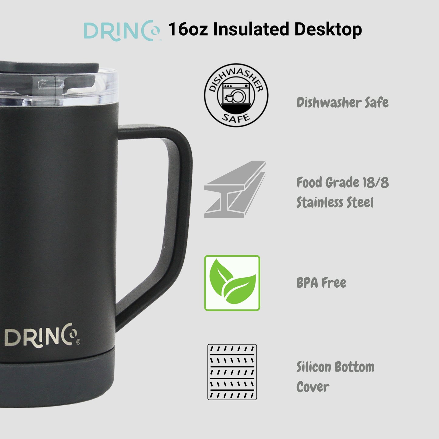 DRINCO® 16 oz Coffee Mug Vacuum Insulated Camping Mug Double Wall
