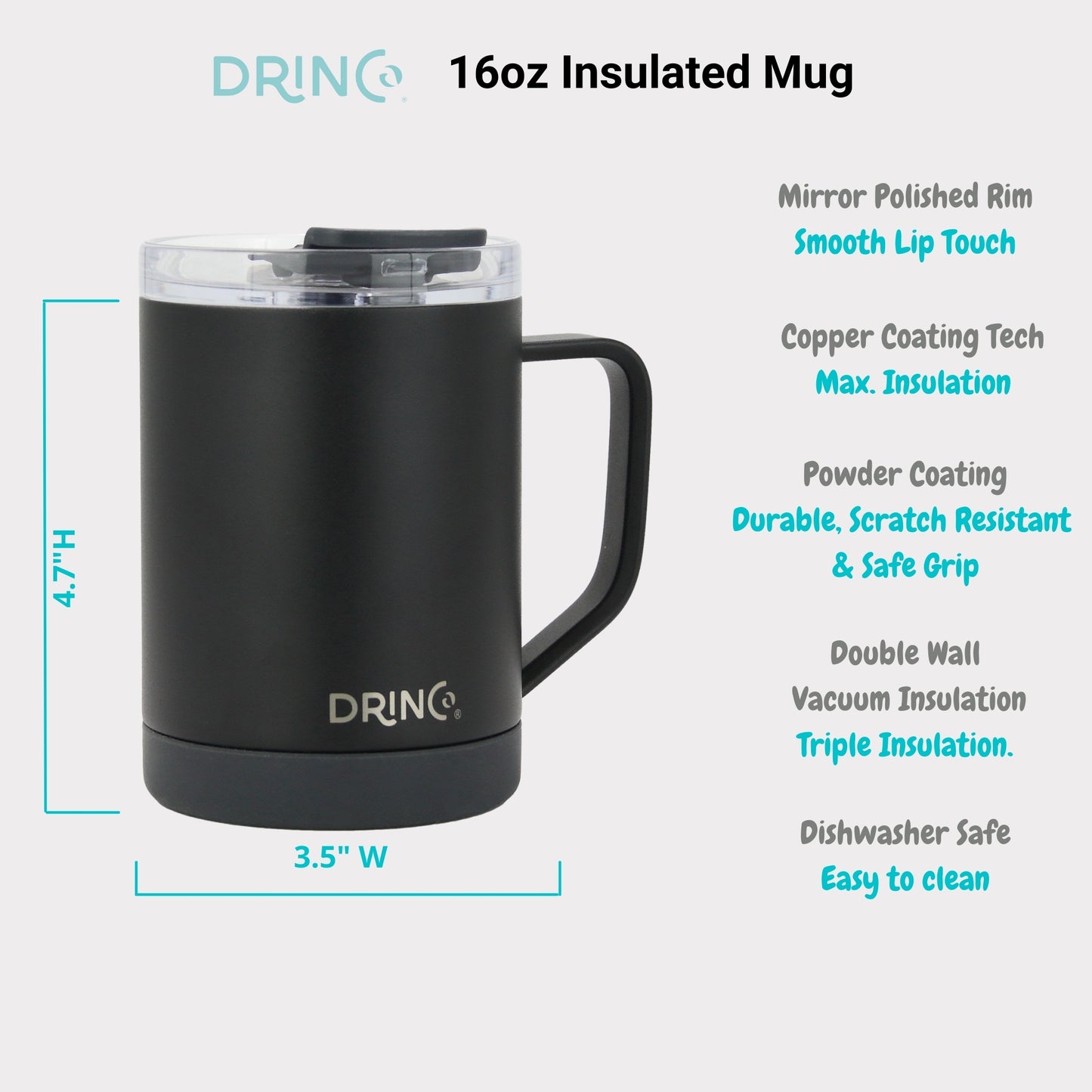 DRINCO® 16 oz Coffee Mug Vacuum Insulated Camping Mug Double Wall