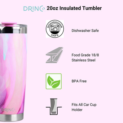 DRINCO®  20oz Insulated Tumbler w/Spill Proof Lid, 2 Straws (Galaxy)