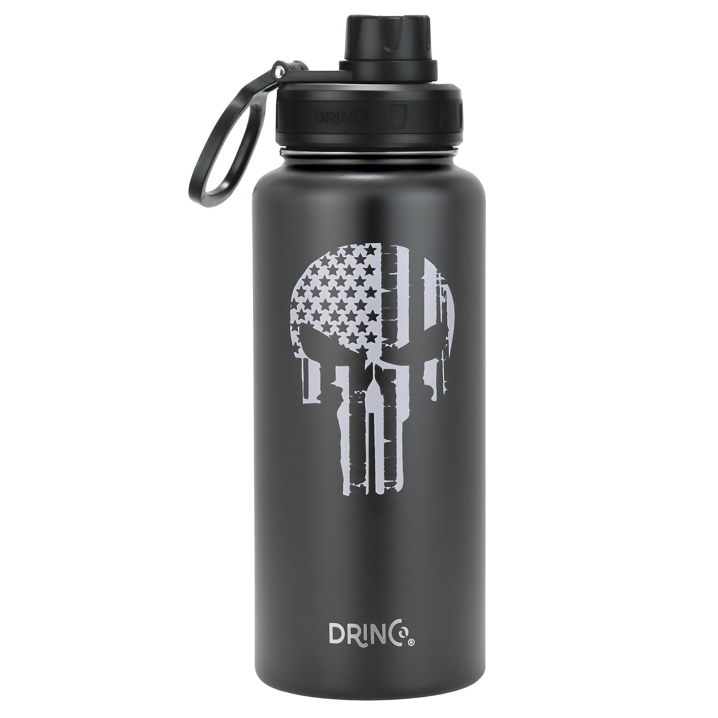 DRINCO® 32oz Stainless Steel Water Bottle-Skull-Black