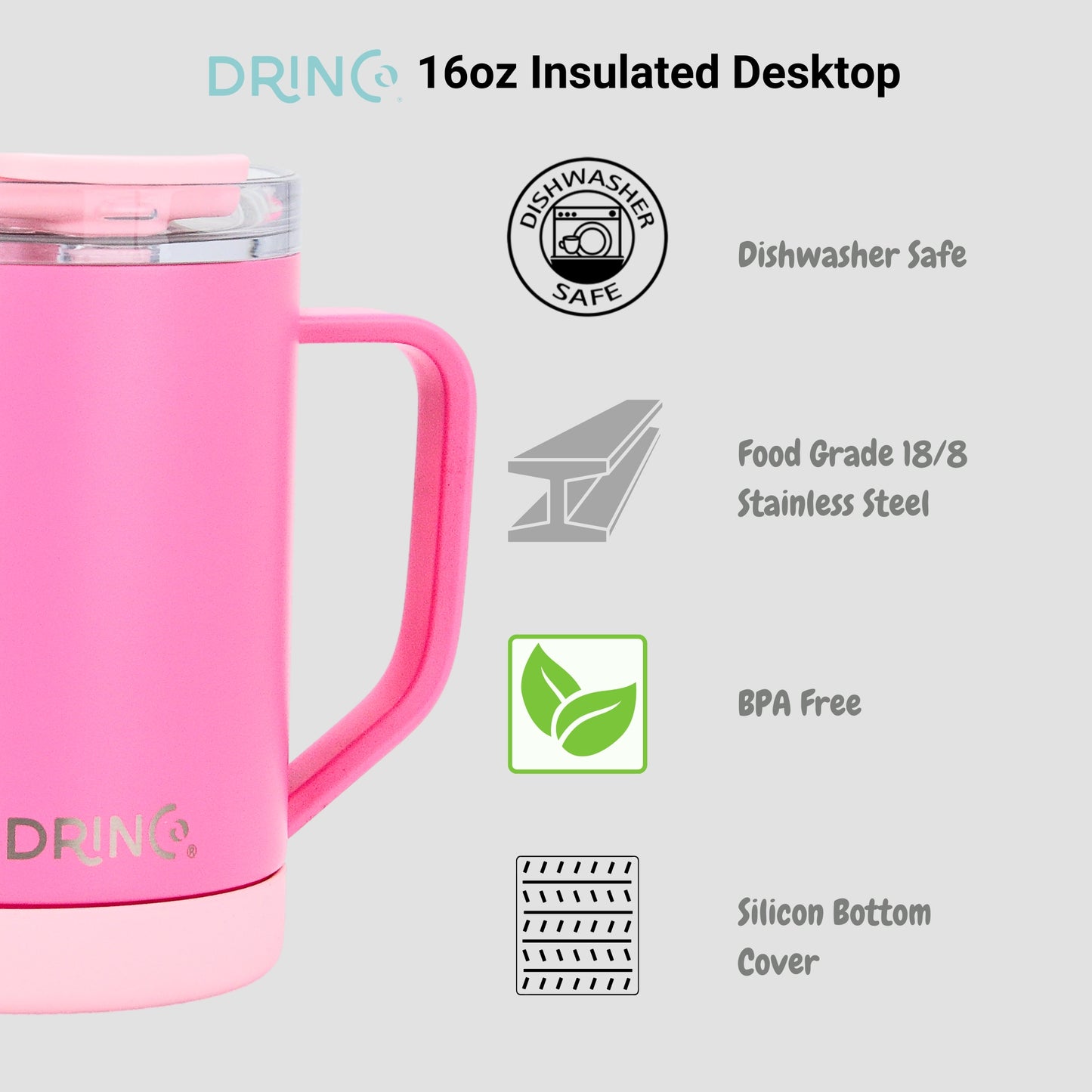 DRINCO® 16 oz Coffee Mug Vacuum Insulated Camping Mug Double Wall