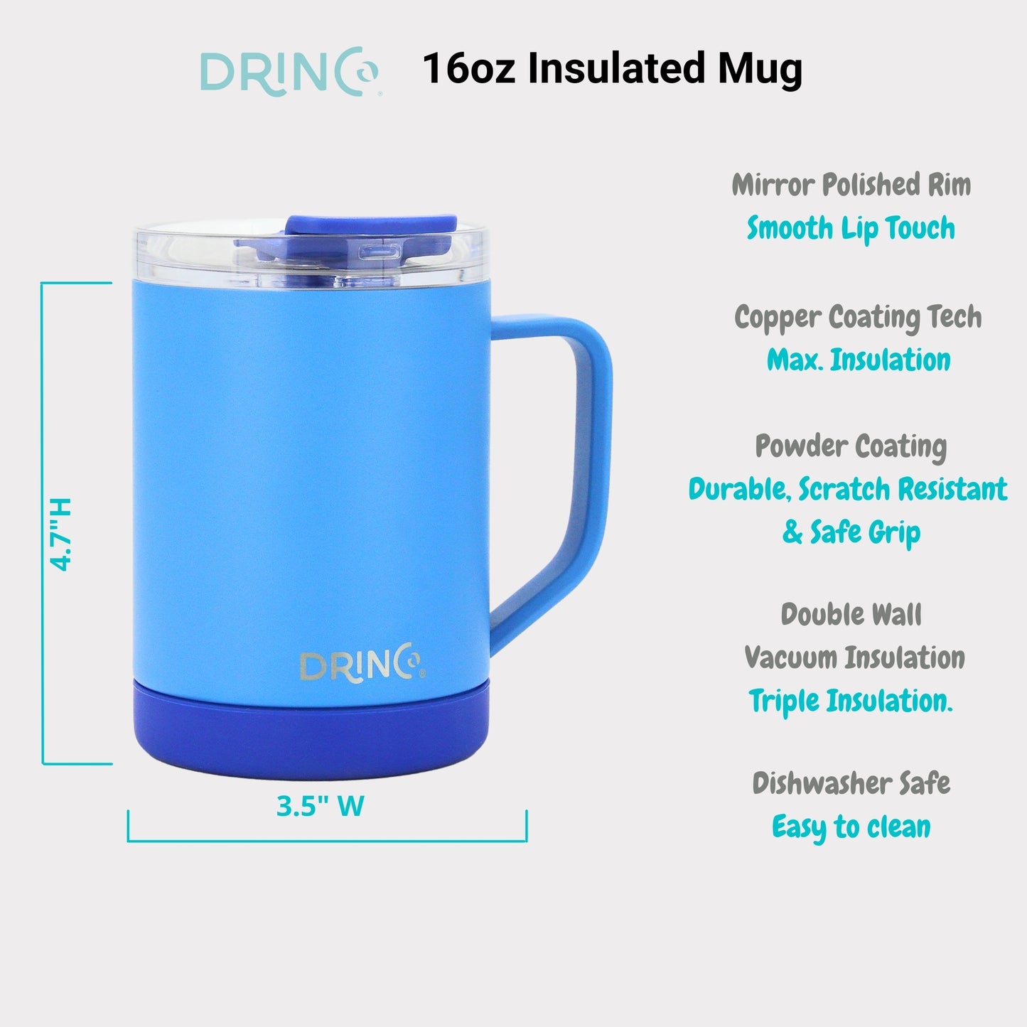 DRINCO® 16 oz Coffee Mug Vacuum Insulated Camping Mug Double Wall