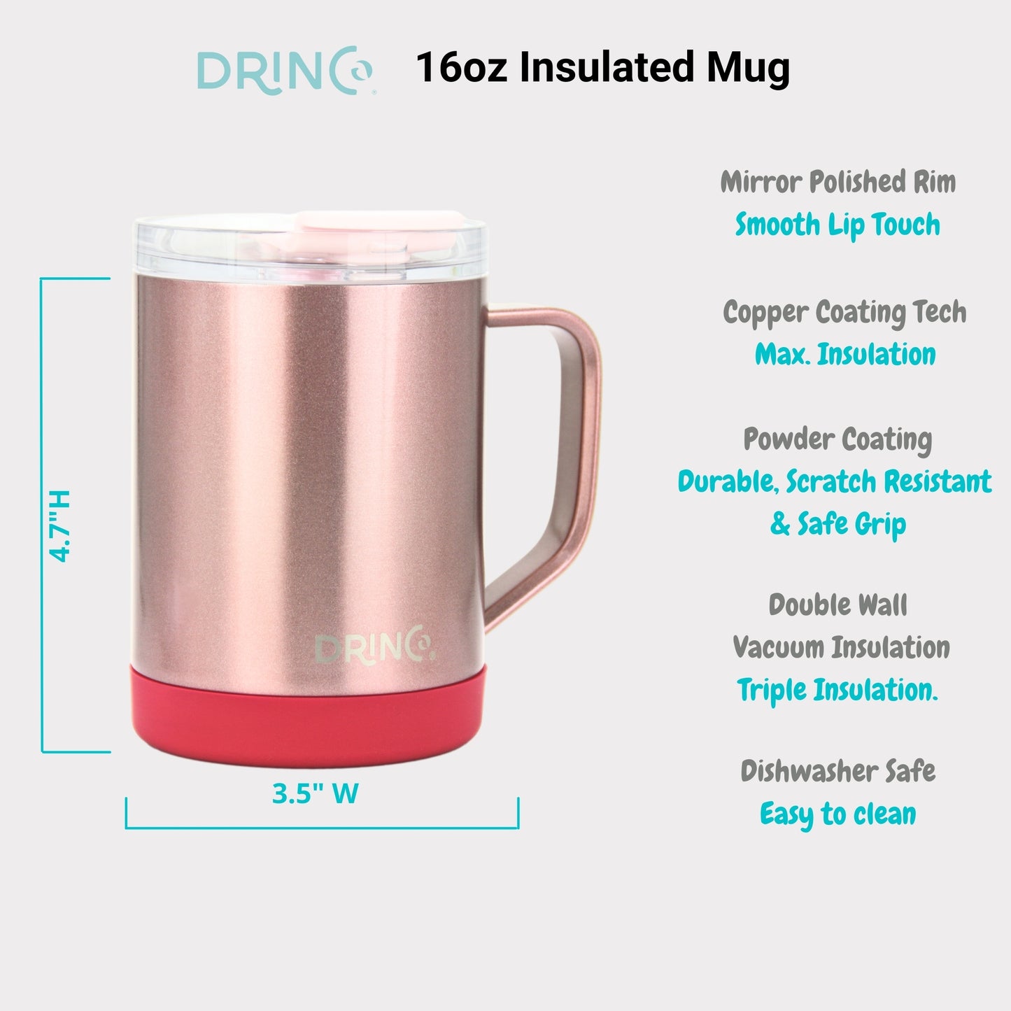 DRINCO® 16 oz Coffee Mug Vacuum Insulated Camping Mug Double Wall
