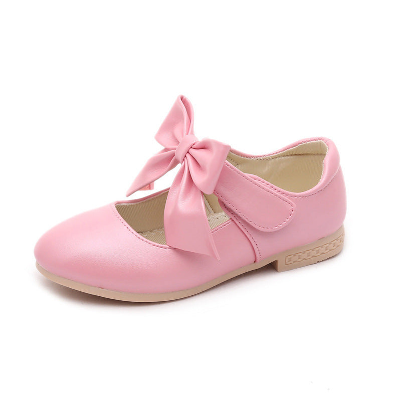 Girls’ White Leather Shoes – Bowknot Princess Dress Shoes for Children