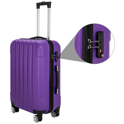 20/24/28 Inch Purple 3-in-1 ABS Aluminum Alloy Spinner Trolley Luggage Set with Handle