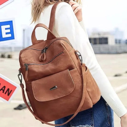 Women’s Backpack Purse – Waterproof PU Leather Shoulder Bag Handbag (Brown)