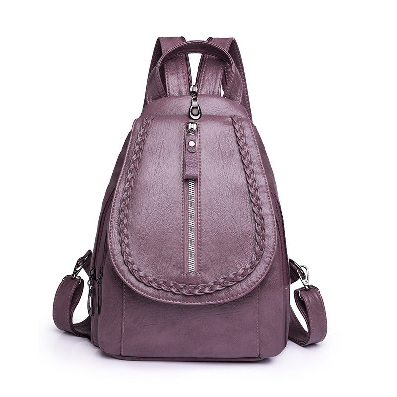 Women’s Soft Leather Backpack – Large Capacity Travel Bag