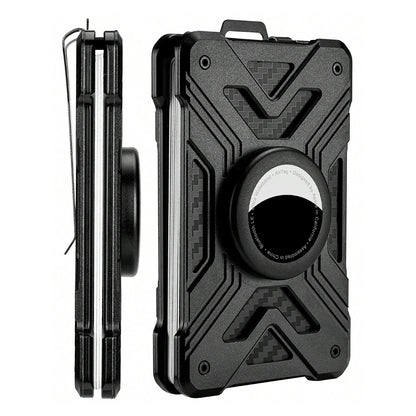 Men’s Minimalist AirTag Wallet – RFID Blocking Slim Metal Card Holder with Money Clip