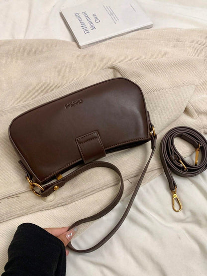 Women’s Retro Suede Saddle Bag – Solid Color Dual Strap Shoulder & Crossbody Purse