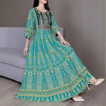 Ethnic Style Embroidery Artistic Retro Bohemian Style Dress