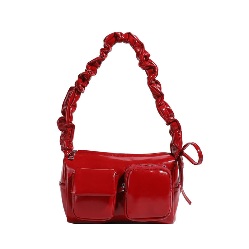 Women’s Pleated Tote Bag – Korean Niche Style Large Capacity Multi-Pocket Purse