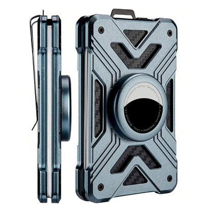 Men’s Minimalist AirTag Wallet – RFID Blocking Slim Metal Card Holder with Money Clip