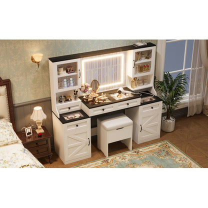 Vanity Desk With Mirror And LED Lights