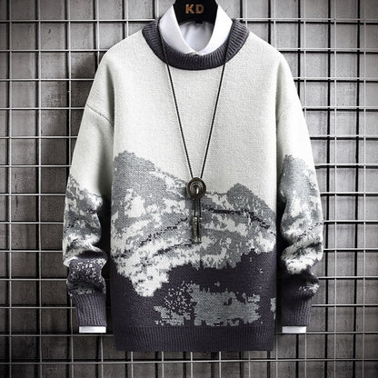Snow Mountain Gradient Sweater For Men