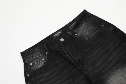 Contrast Color Denim Straight-leg Trousers Men