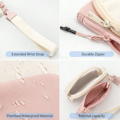 Women’s Keychain Wristlet Wallet – Mini Zip Dual Pouch Purse